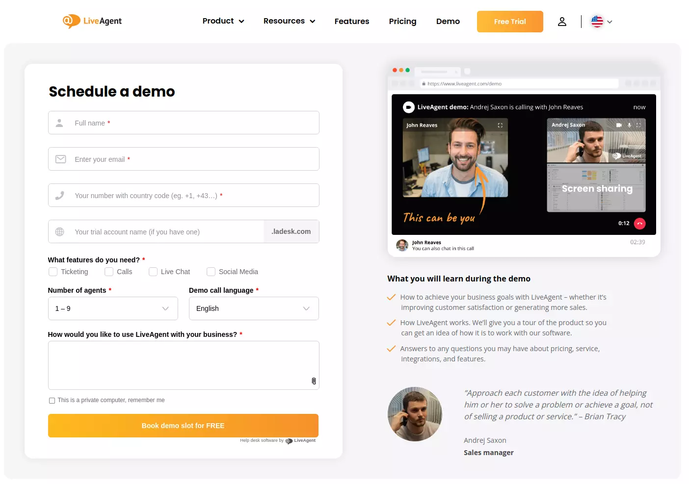 Programare demo LiveAgent