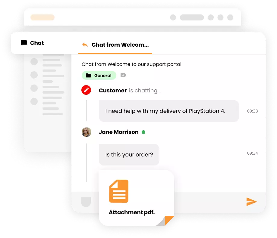 Mockup atașament bilet LiveAgent