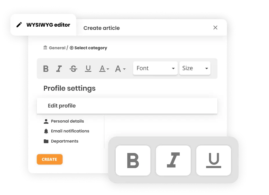 Editor WYSIWYG în software help desk - LiveAgent