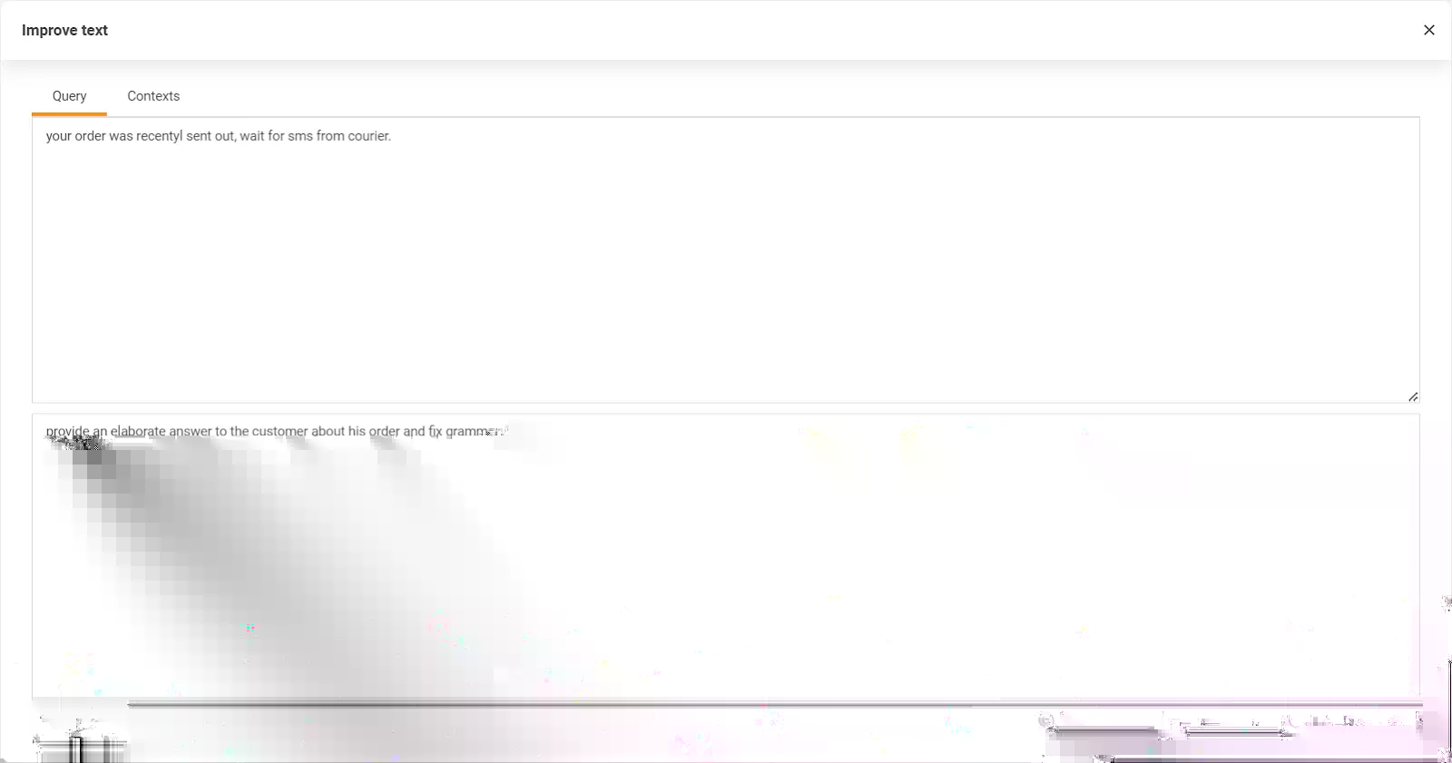 Imagine care arată funcția Îmbunătățire text a LiveAgent