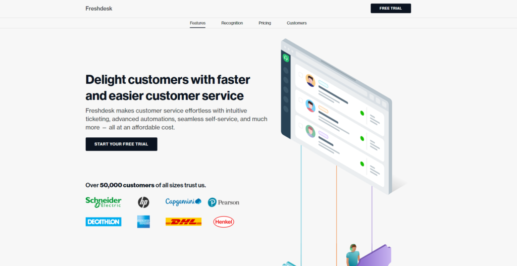 Pagina principală Freshdesk