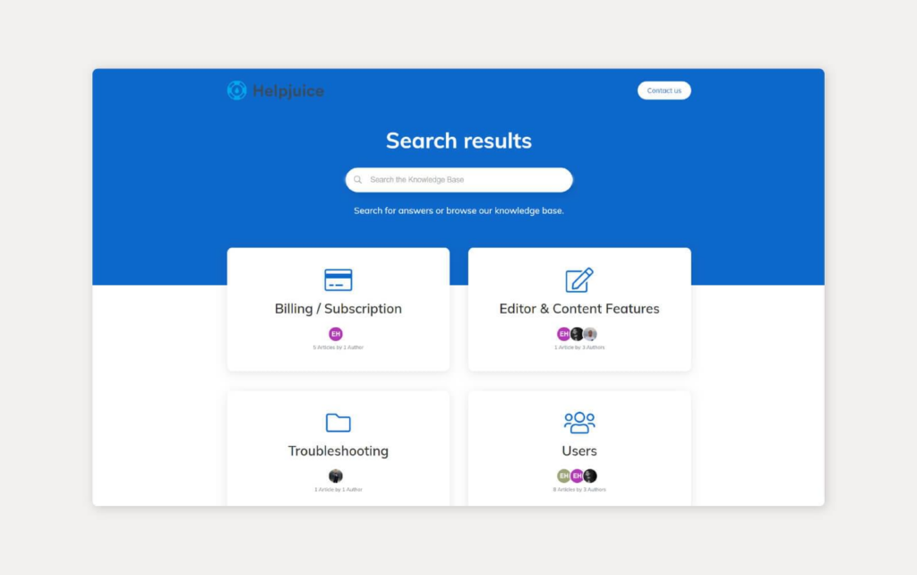 Sistem de bază de cunoștințe HelpJuice în utilizare