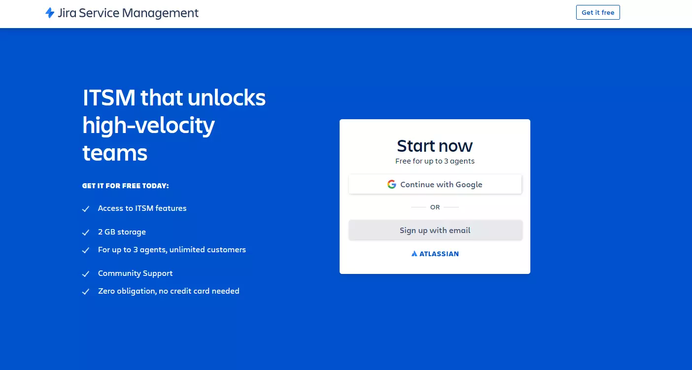 Pagina de pornire JIRA Service Management