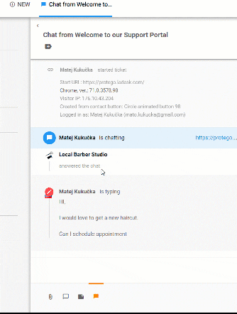 Funcția de vizualizare a tastării în timp real