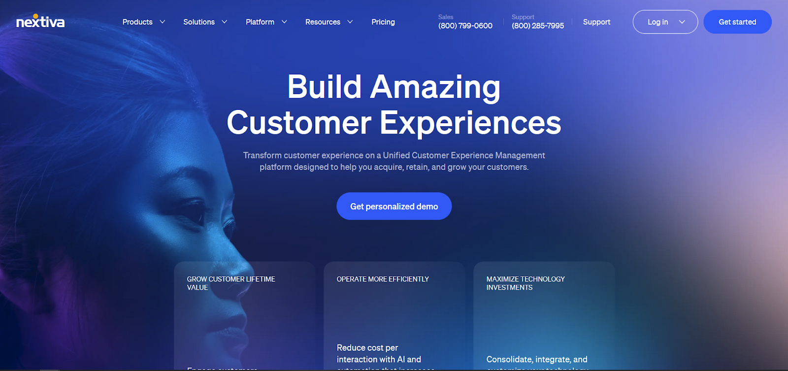 Pagina de pornire software call center Nextiva