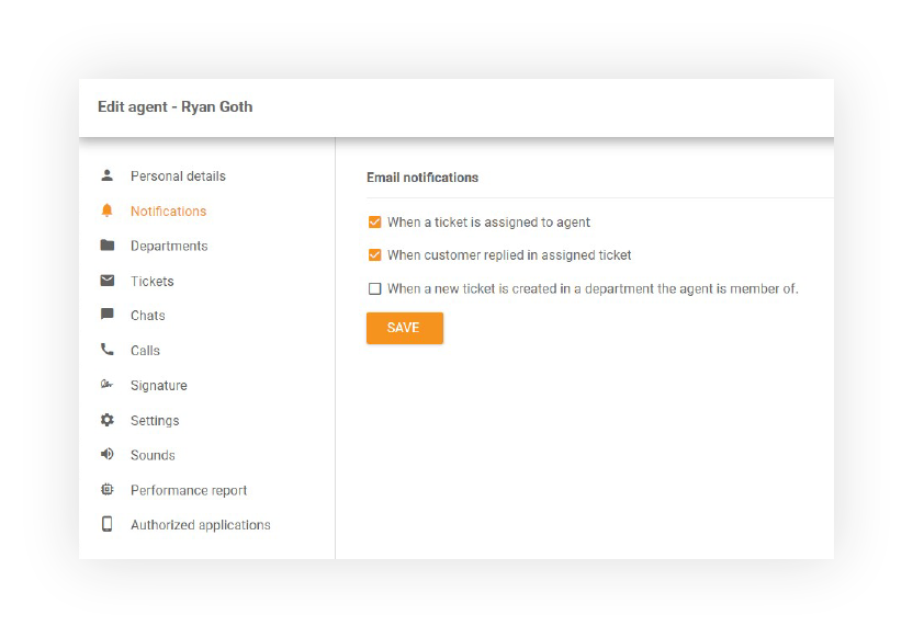 Notificări prin email LiveAgent