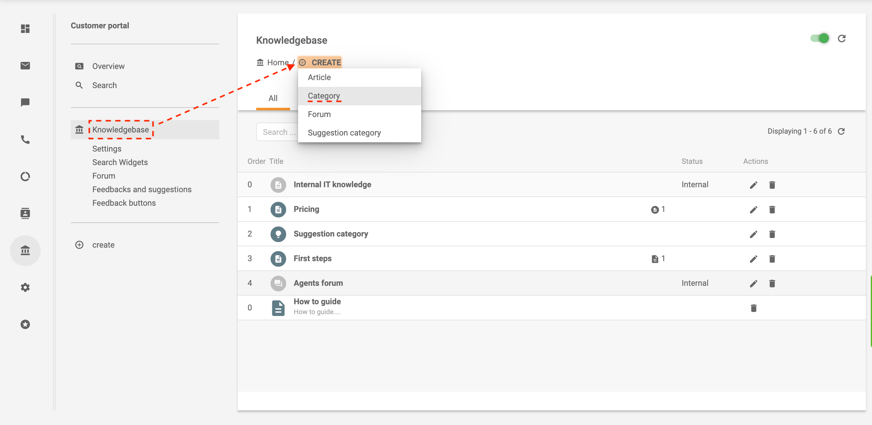 Creează categorie în LiveAgent