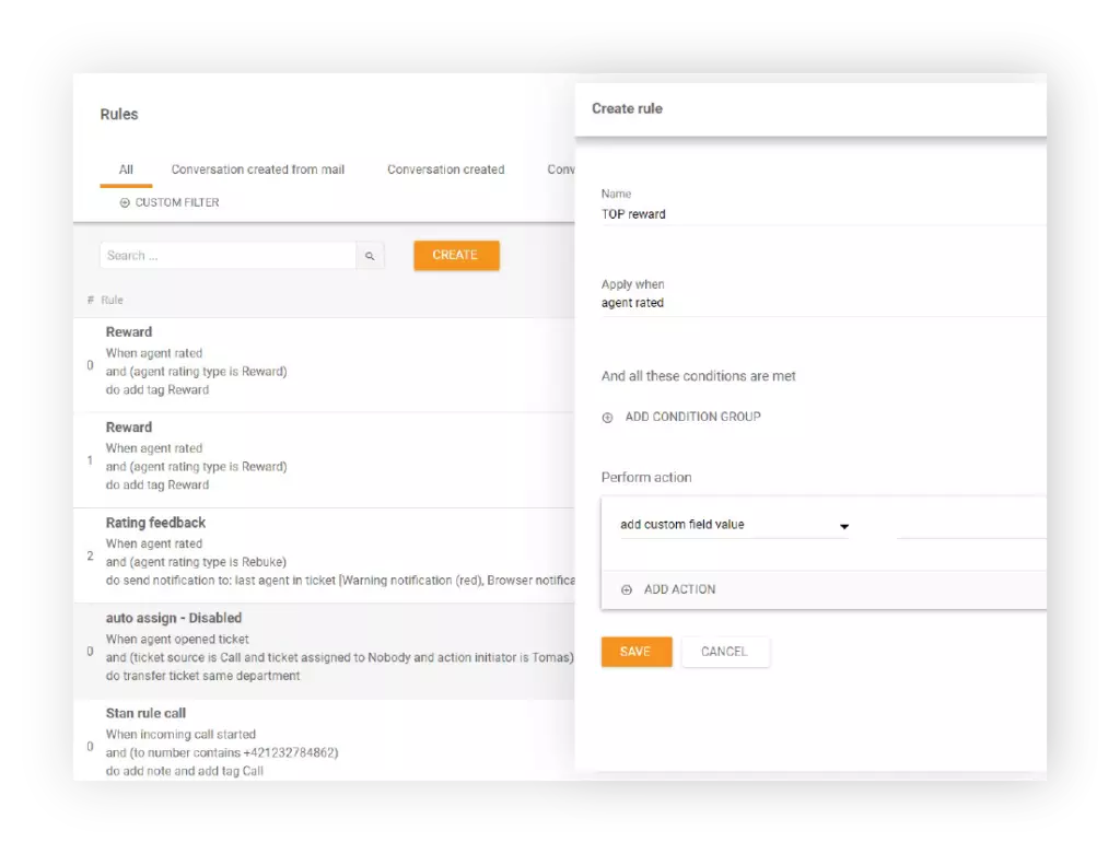 Creați regulă în LiveAgent