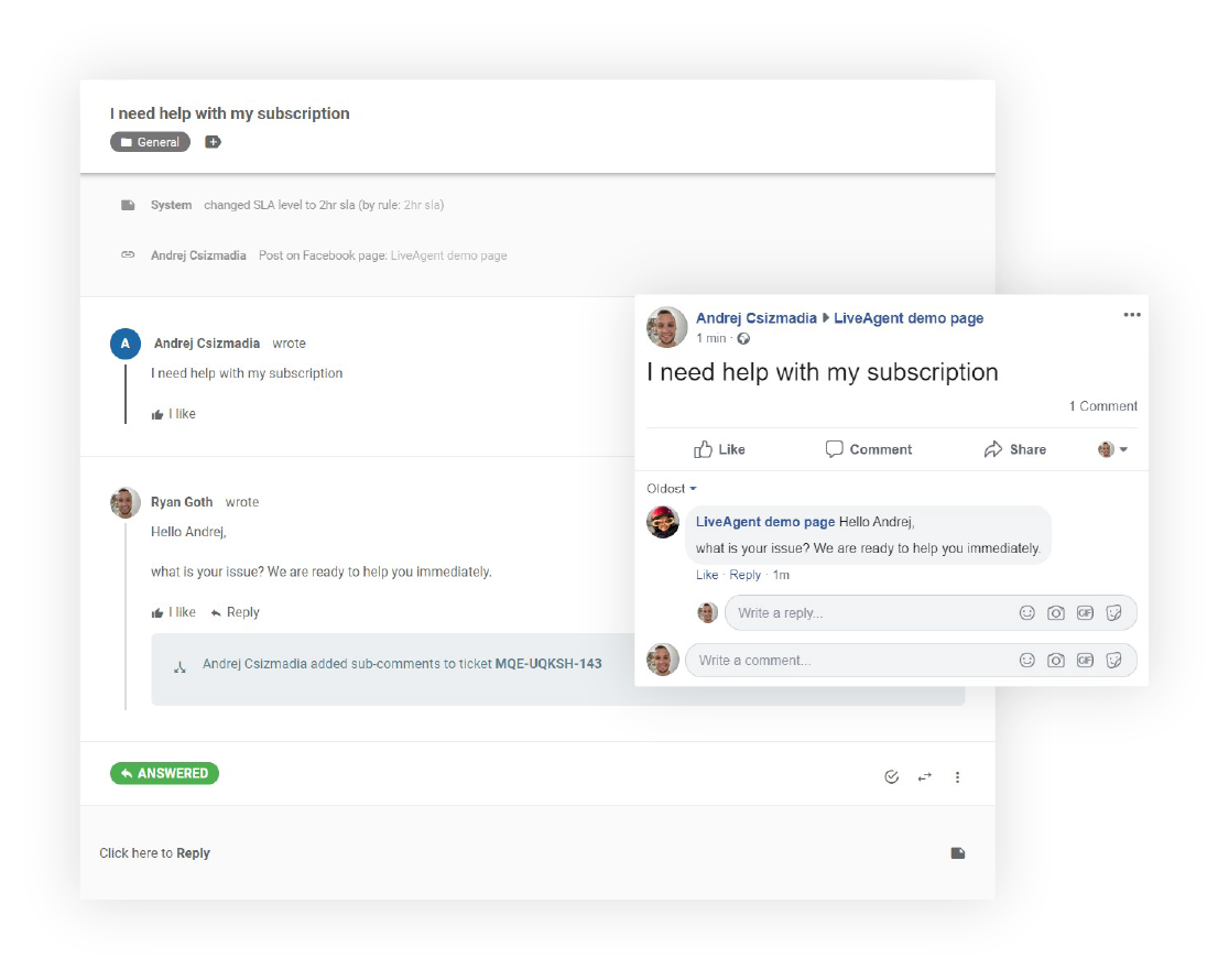 Serviciul pentru clienți pe rețelele sociale pe Facebook