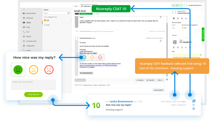 Implementați sondaj de feedback al clienților - LiveAgent