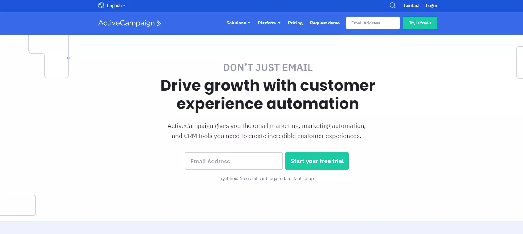 Pagina principală ActiveCampaign