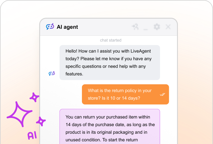 Funcția AI Chatbot LiveAgent