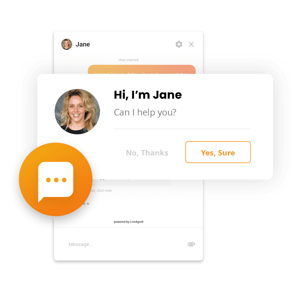 Exemplu de invitații de chat proactive