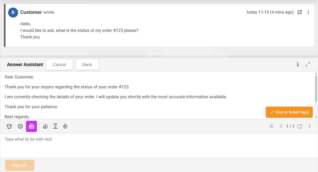 Prezentare generală creării comunicării AI Draft Composer