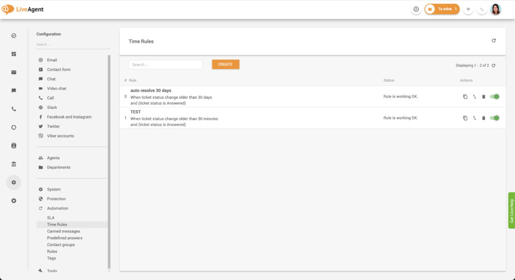 Reguli de automatizare disponibile în LiveAgent pentru a vă simplifica conversațiile prin e-mail