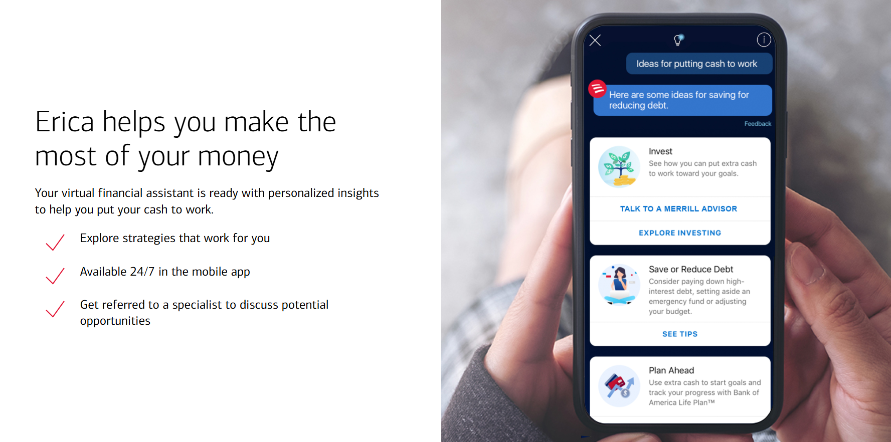 Asistent virtual Erica al Bank of America.