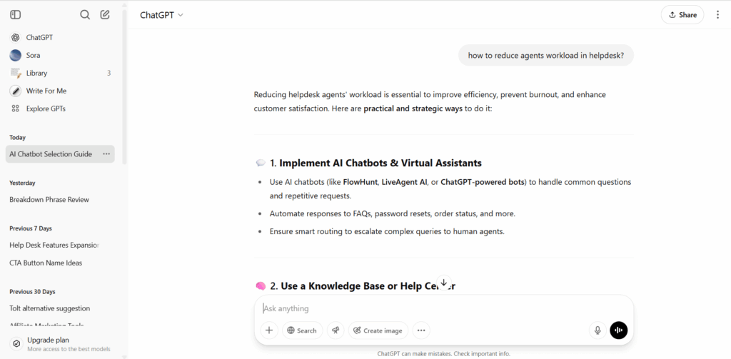 ChatGPT overview of the conversation