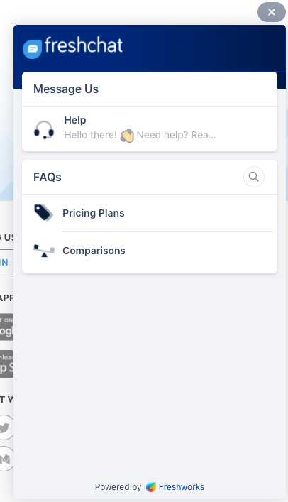 Fereastra de live chat FreshChat