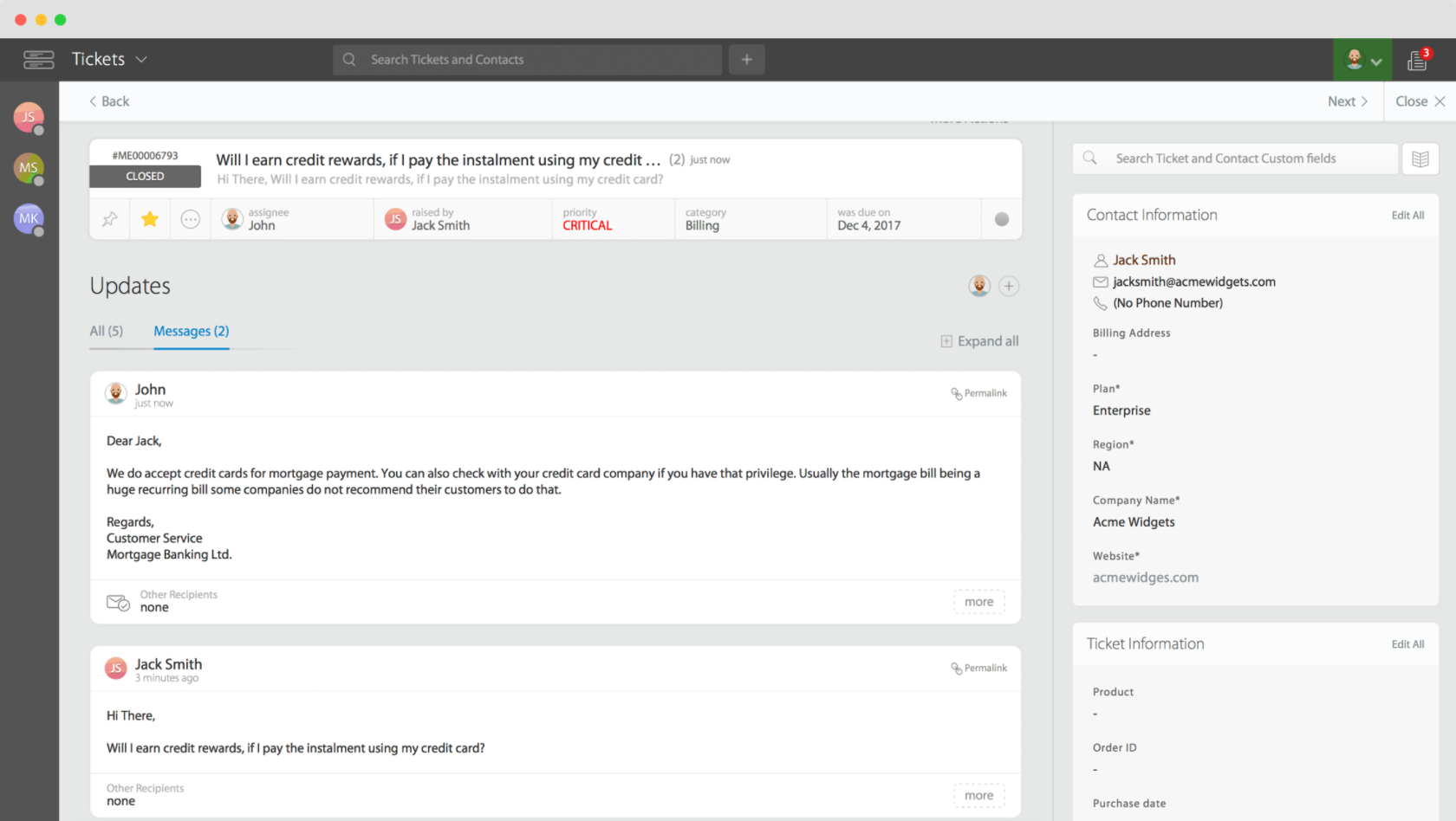 Tichetele și contactele HappyFox