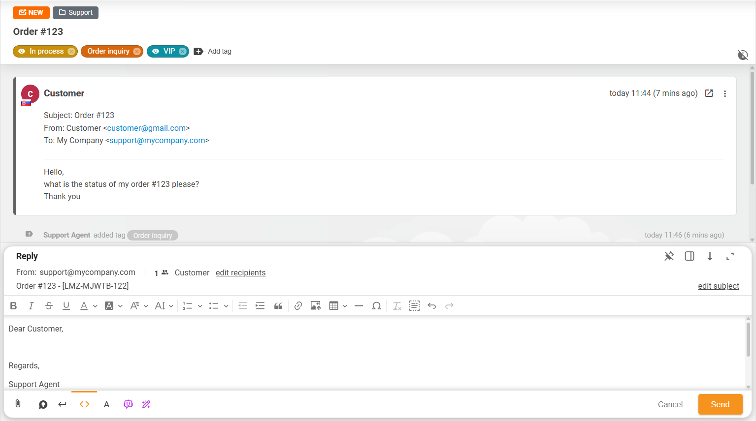 Aspect tichet îmbunătățit și casetă de acțiuni