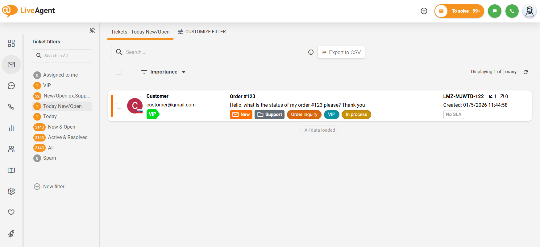 Prezentare generală submeniu reductibil LiveAgent