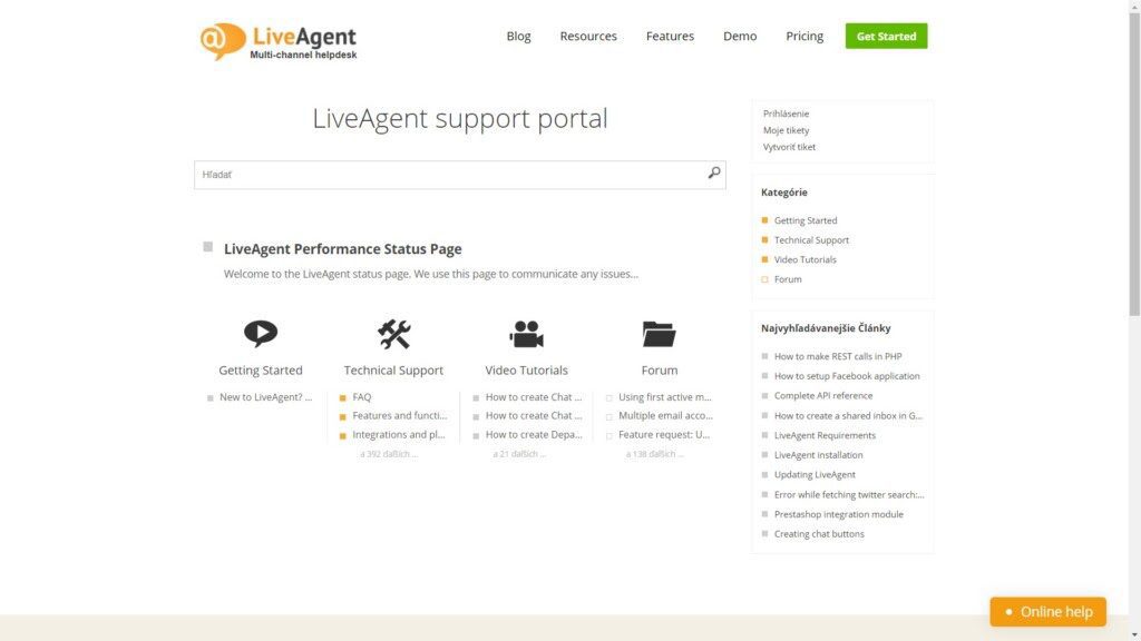Portalul de suport LiveAgent. Un exemplu excelent de bază de cunoștințe ușor de căutat.