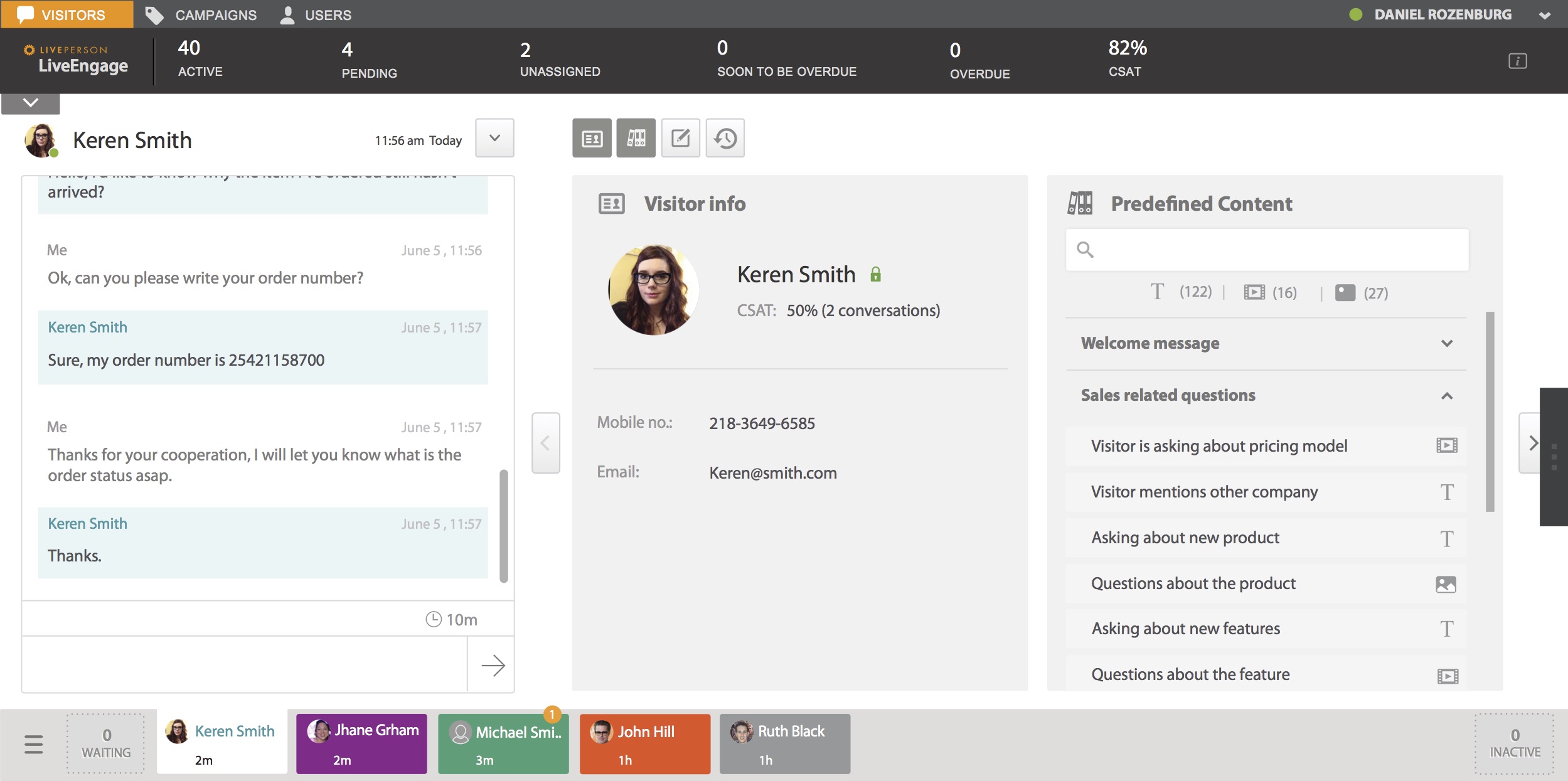 Fereastra de chat în curs LivePerson
