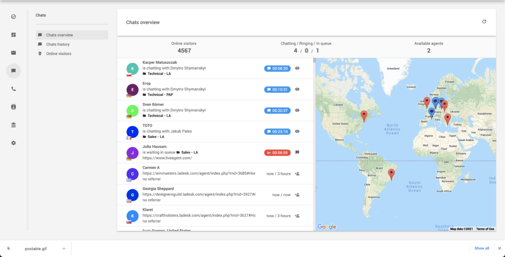 Vizitatori online pe site - LiveAgent