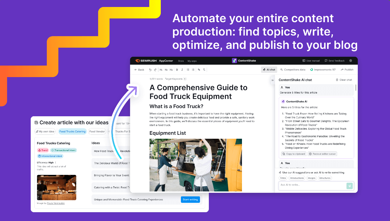 Semrush Content Shake AI chat window
