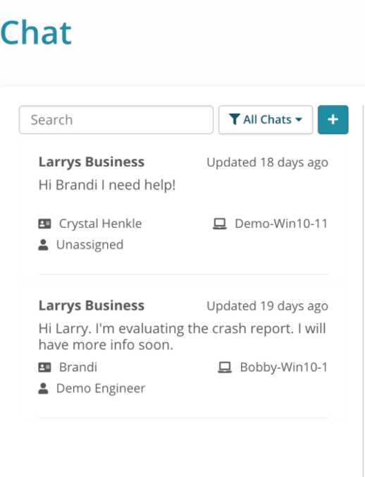 Fereastra de chat Syncro