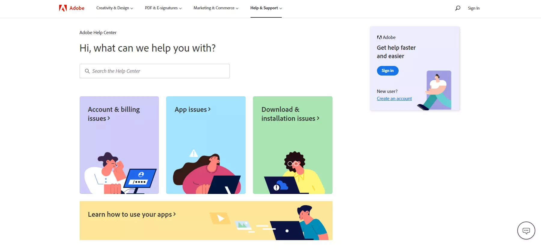 Centrul de suport Adobe