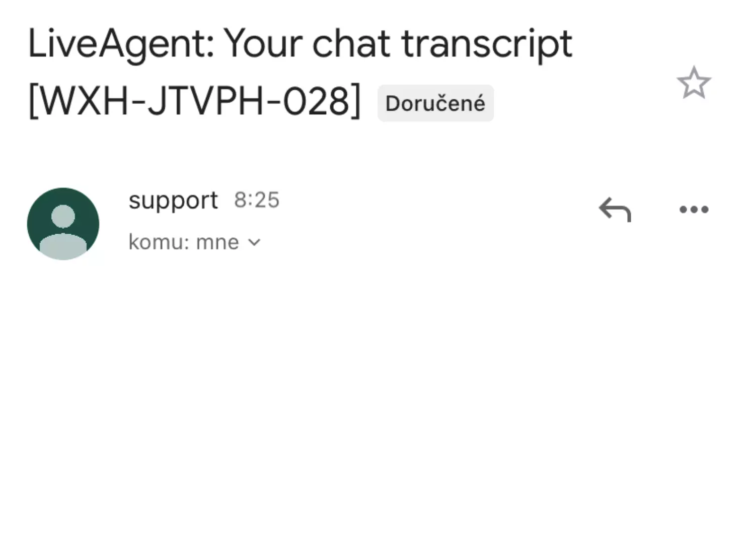 O imagine care arată o transcriere de chat goală din cauza unei erori în versiunile anterioare ale LiveAgent