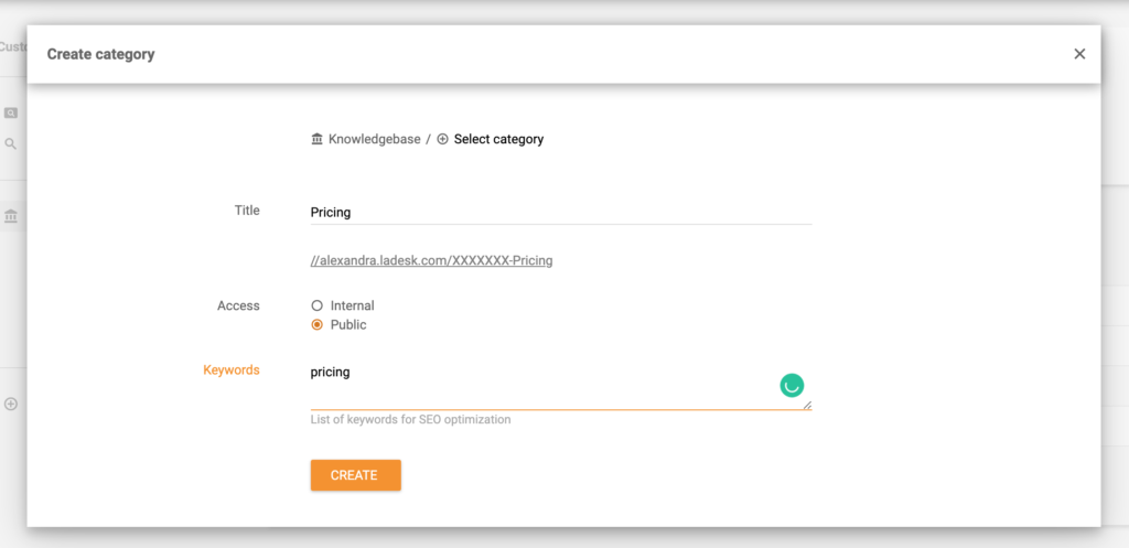 Crearea unei categorii de bază de cunoștințe în LiveAgent