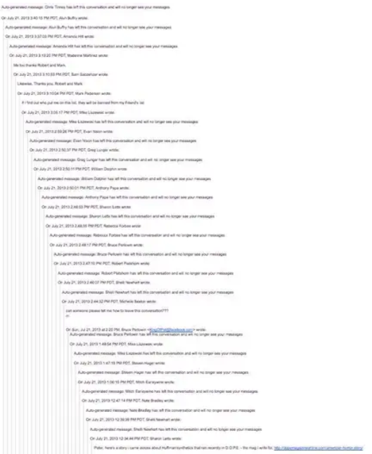 Un lanț lung și dezorganizat de e-mailuri.