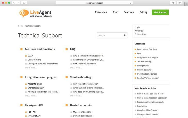 Exemplu de portal client pe LiveAgent