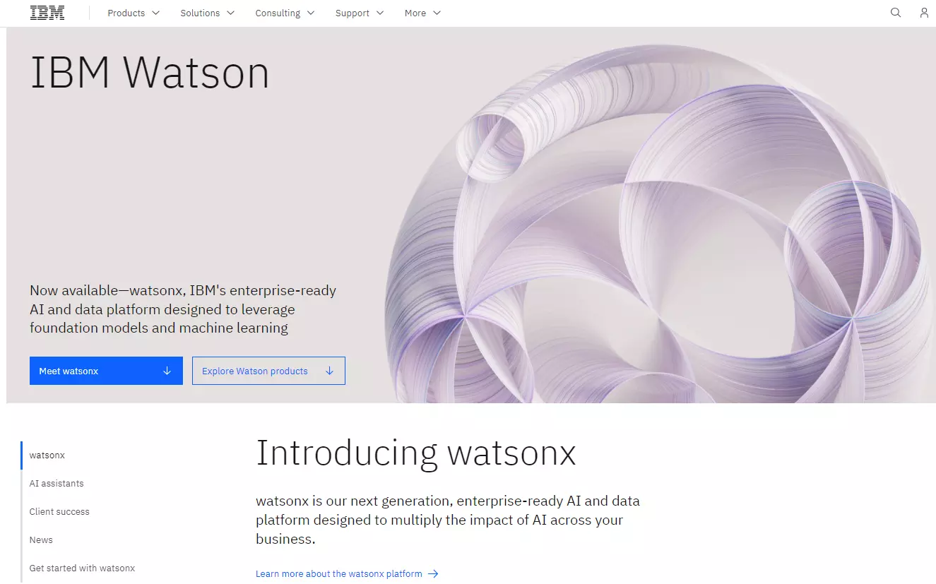 IBM Watson - pagina de platformă AI și date
