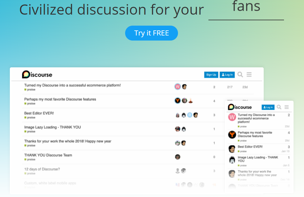 Interfață utilizator Discourse