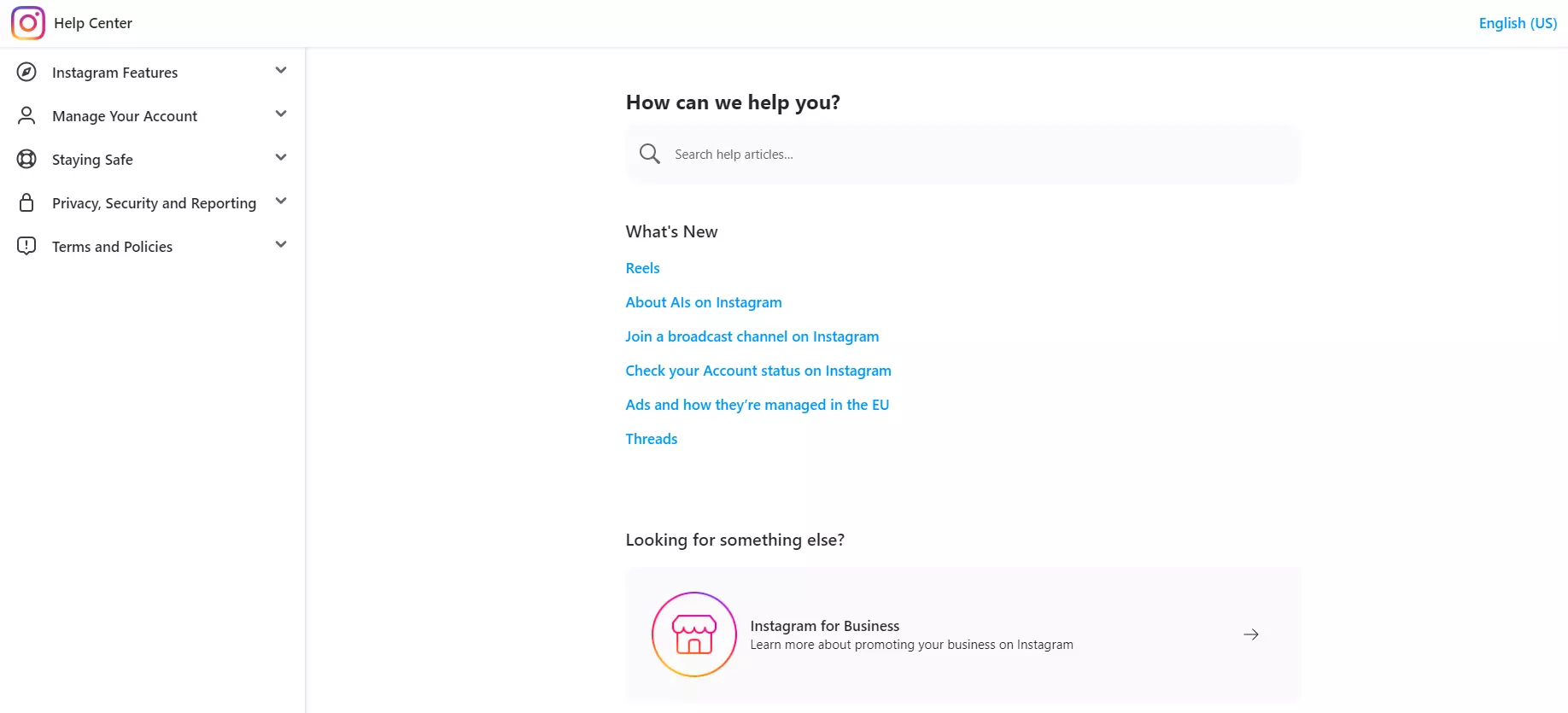 Centrul de ajutor Instagram