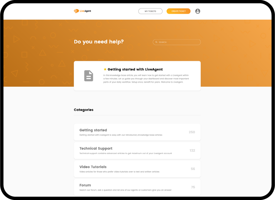 LiveAgent knowledge base page