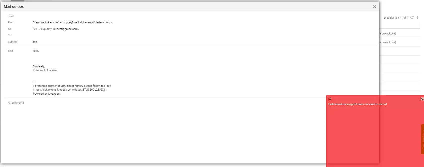 LiveAgent - E-mailuri cu atașamente care generau erori remediate