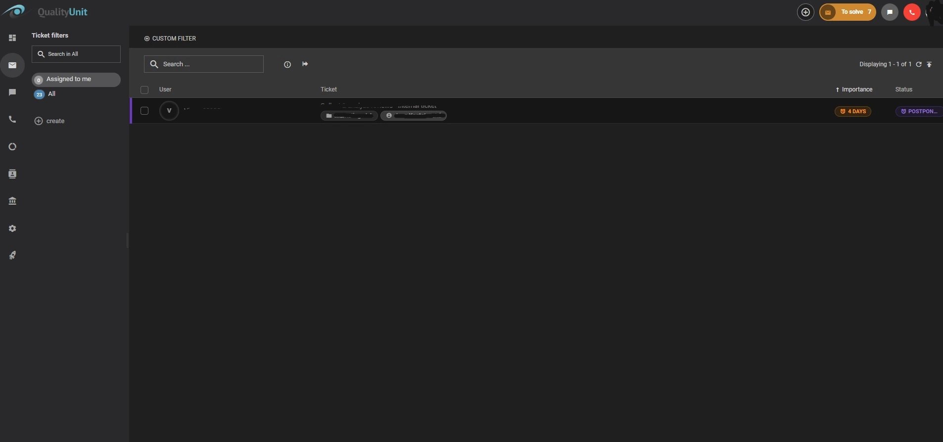 Interfață temă dark blue LiveAgent
