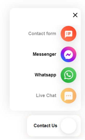 Butonul Contact Us al LiveAgent cu mai multe canale de comunicare oferind suport accesibil