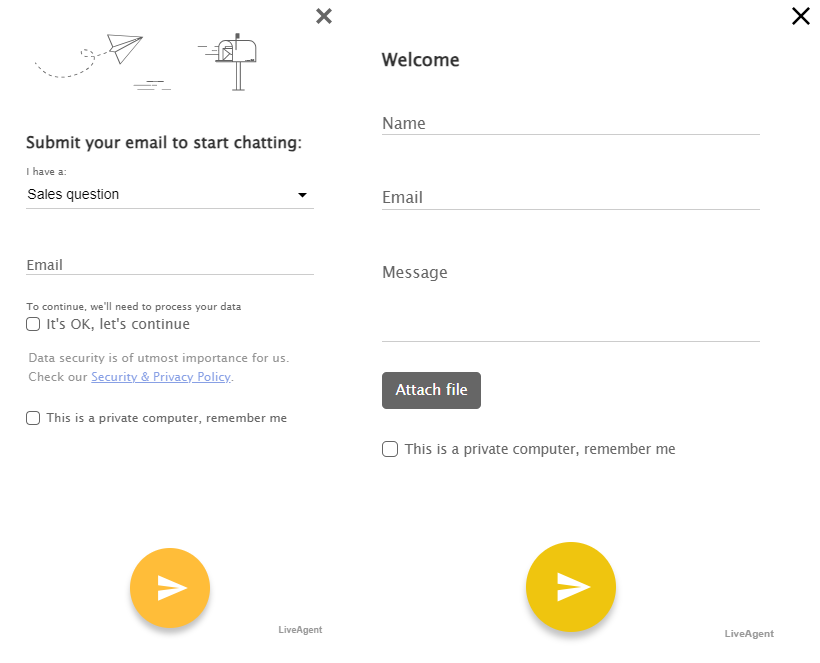 Formular pre-chat LiveAgent