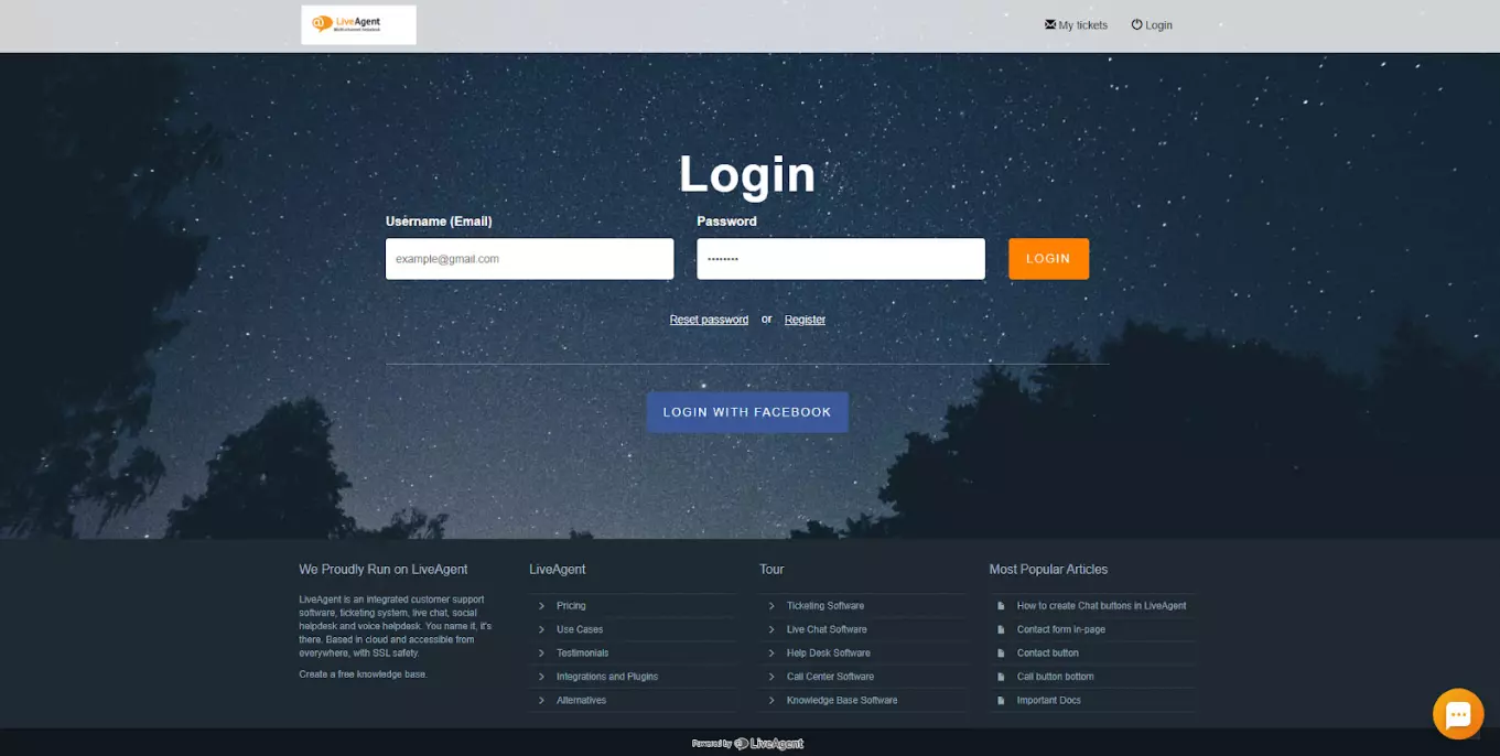 LiveAgent - login portal de suport