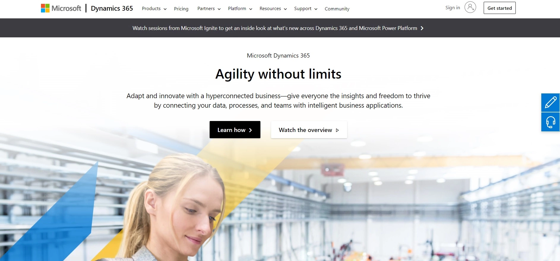 Pagina de pornire Microsoft Dynamics 365