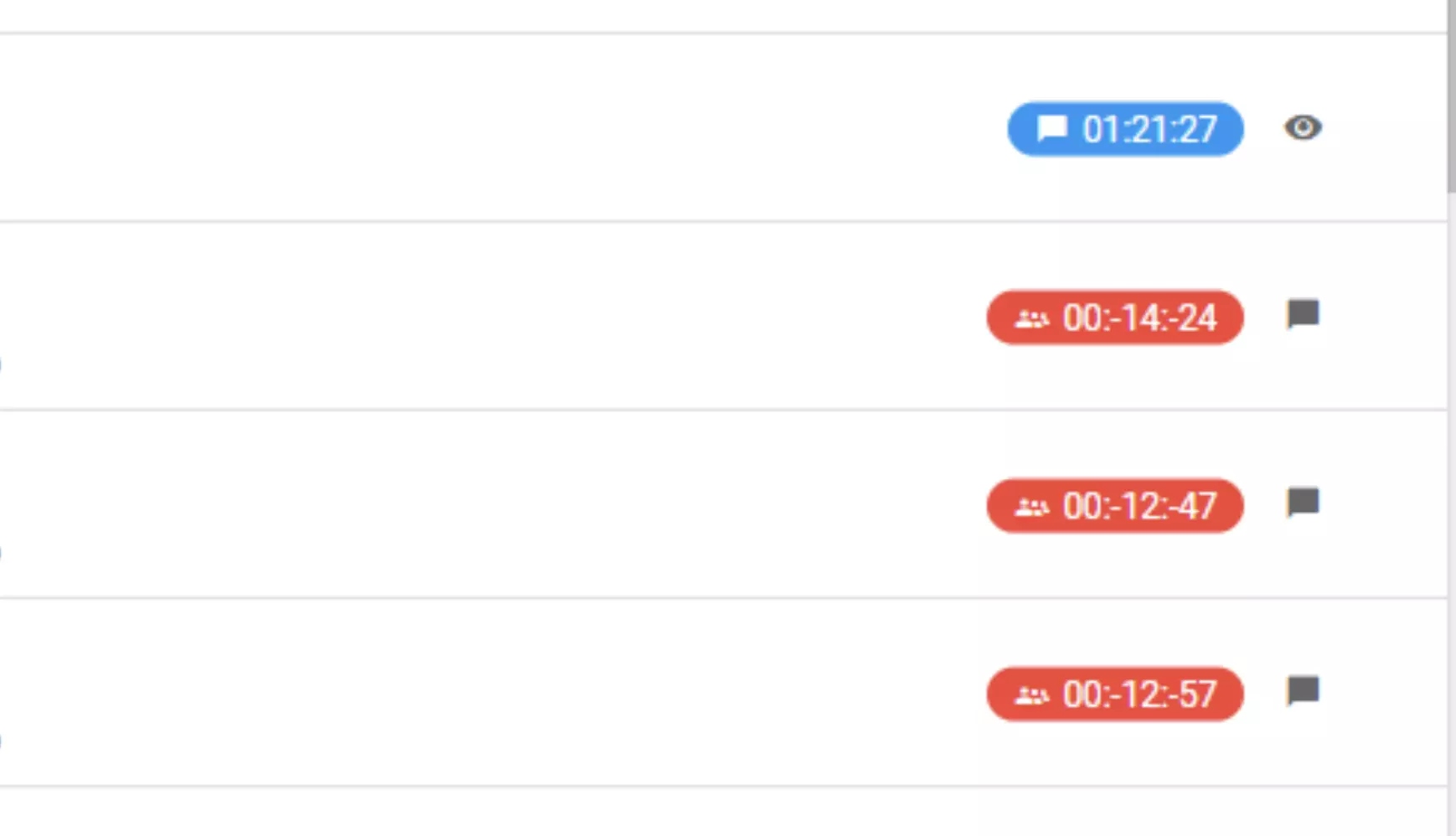 O imagine care arată o eroare cu valori de timp negative în sesiunile de chat în versiunile anterioare ale LiveAgent