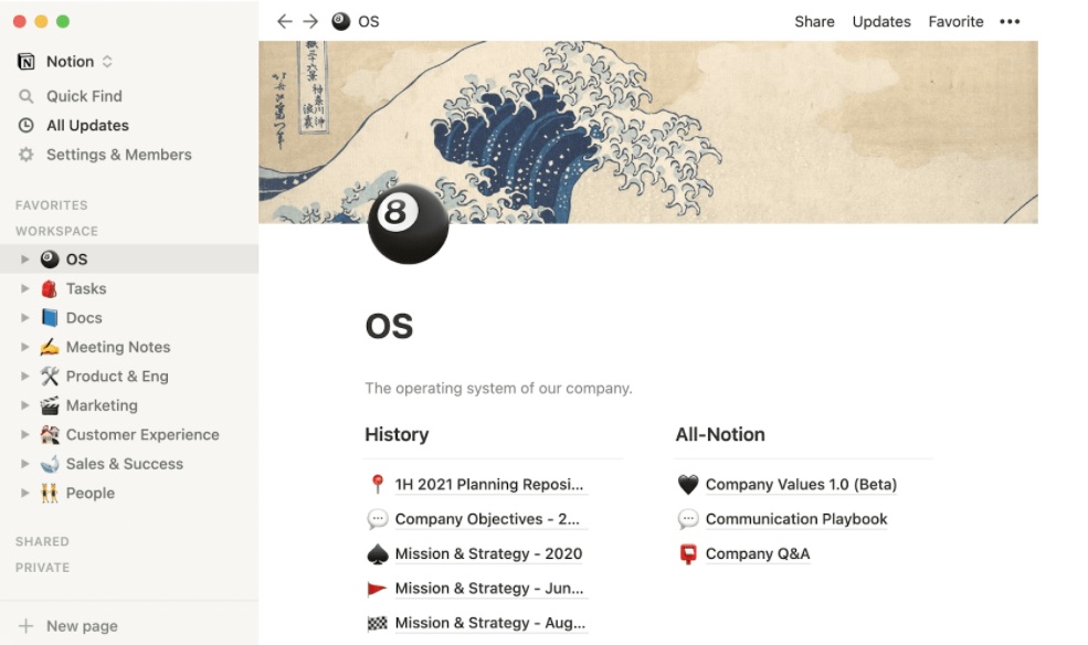 Exemplu de documentație Notion