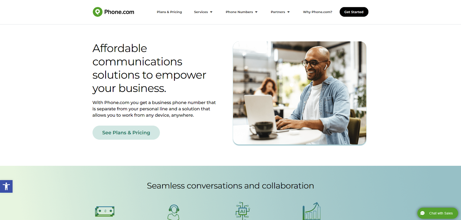Pagina de pornire software call center Phone.com