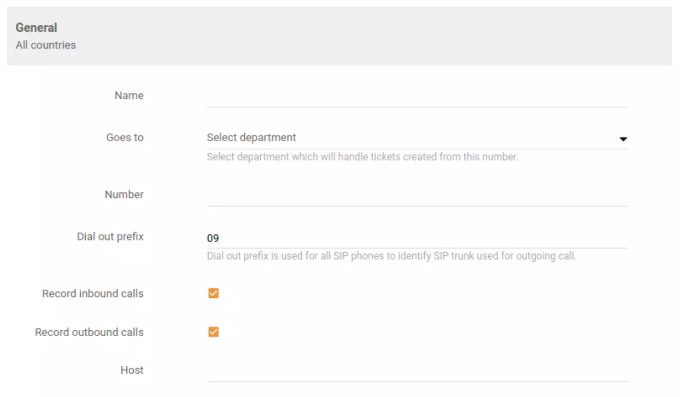 Opțiuni de înregistrare a apelurilor primite, efectuate sau combinate în LiveAgent