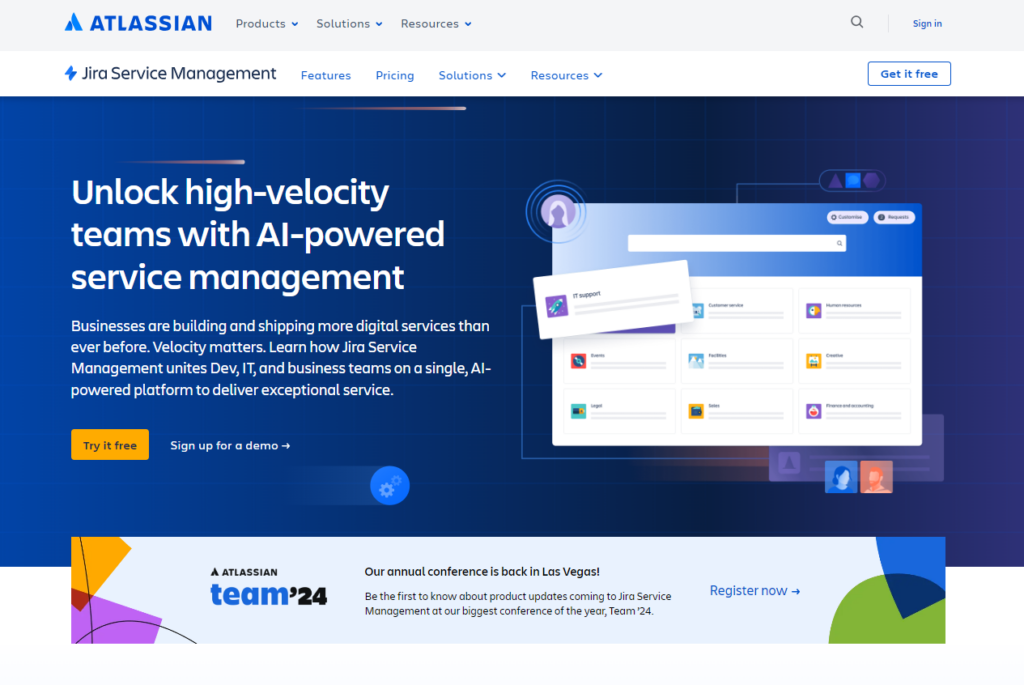 Homepage Jira Service Management, o alternativă Help Scout pentru software help desk